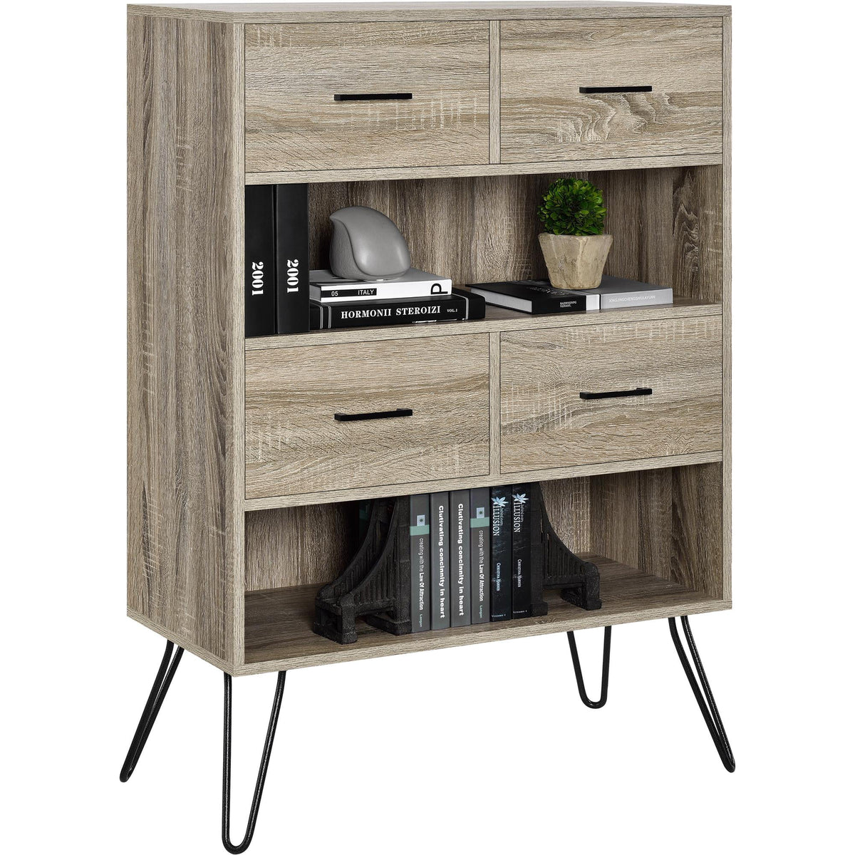 Sonoma Oak Bookcase with Bins I553