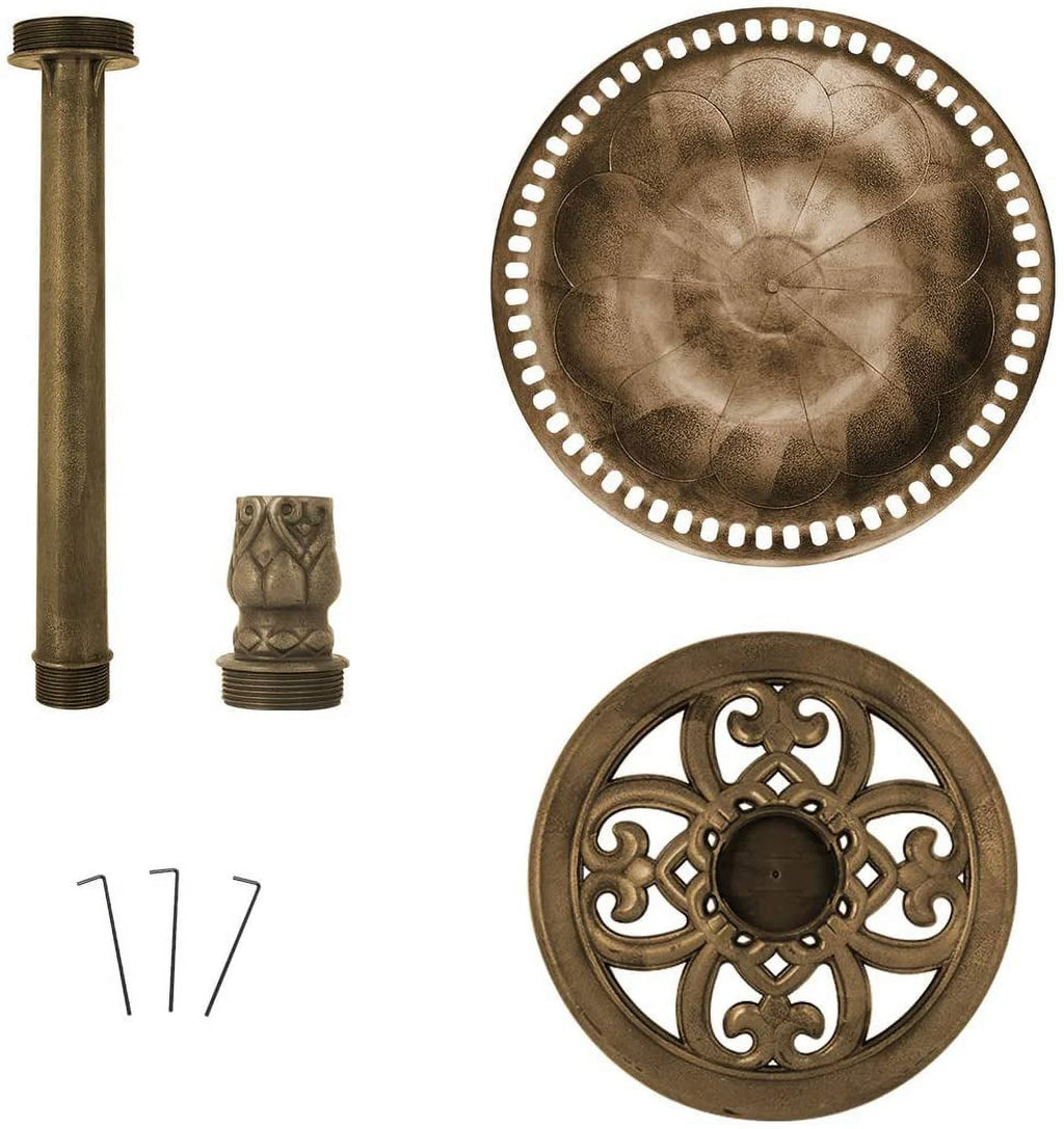 Polyresin Antique Outdoor Birdbath and Solar Powered Fountain Set K90084