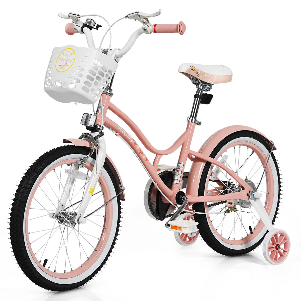 Kids Bike with Removable Training Wheels & Adjustable Seat Purple J98679