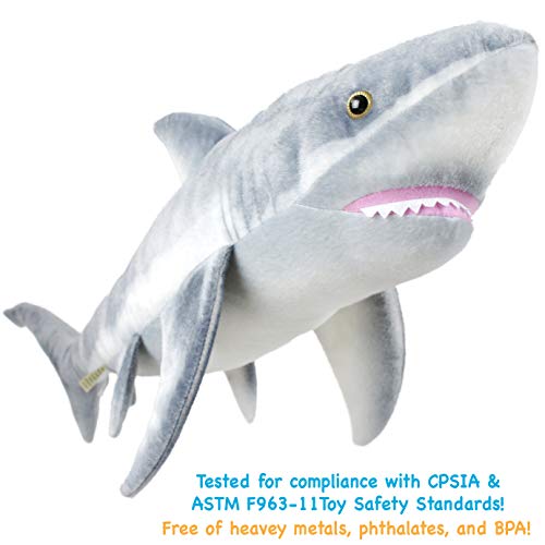 34 Inch Long Great White Stuffed Animal Plush P74302