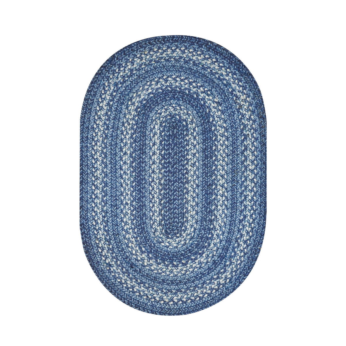 Blue 4x6' Braided Oval Rug E205