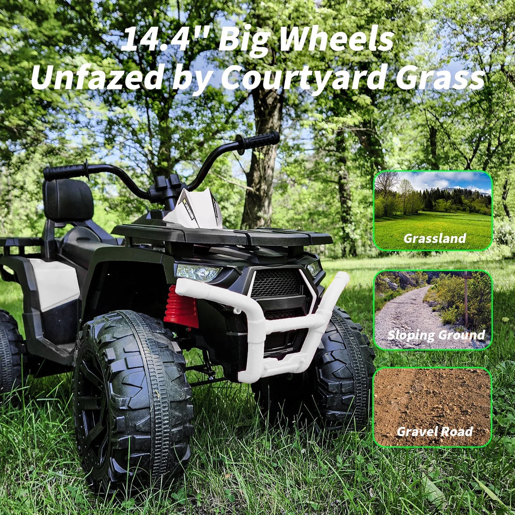24V Kids ATV 4-Wheeler with 400W Motor, 2 Seater - Black N1246