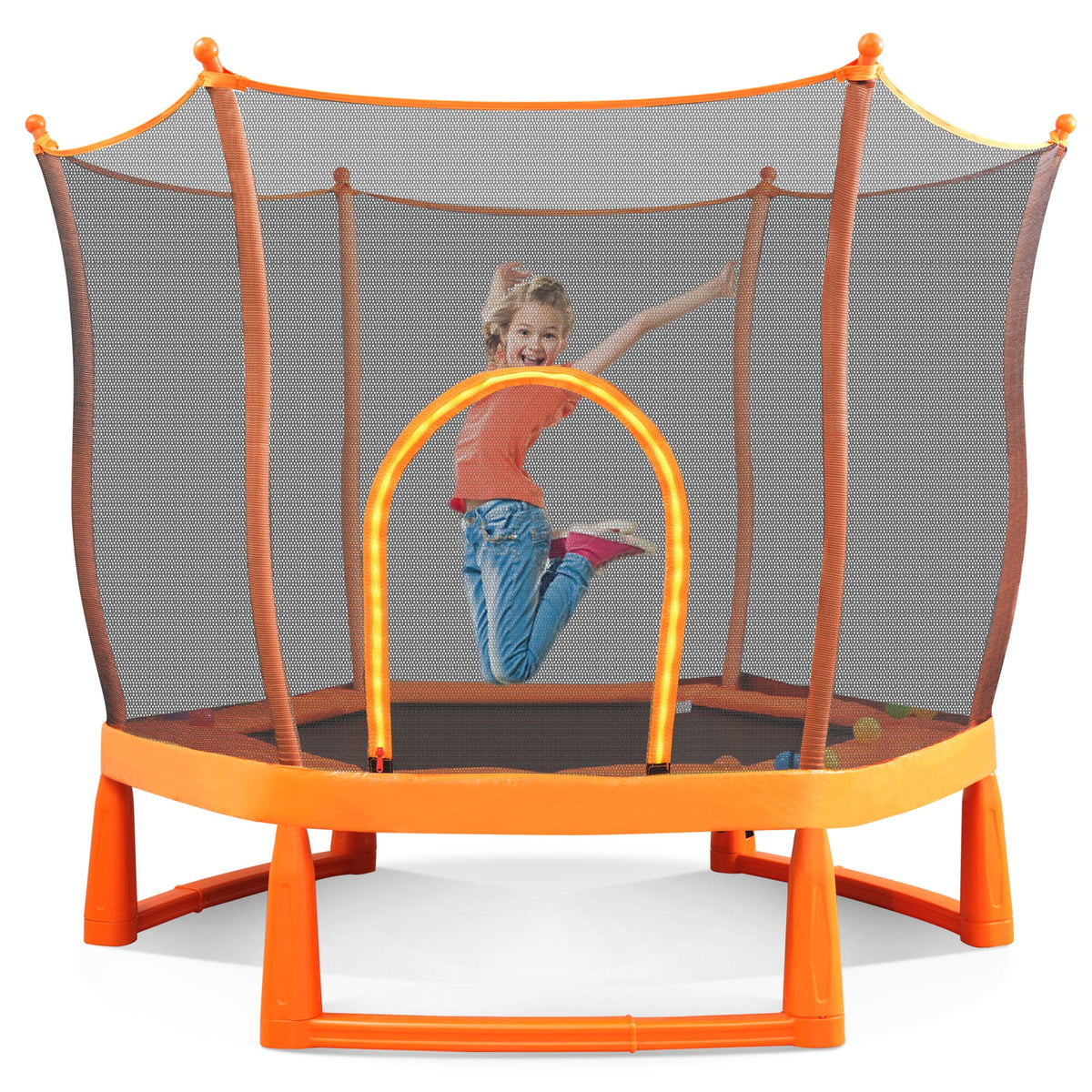 Toddlers Trampoline with Safety Enclosure Net and Ball Pit R69151