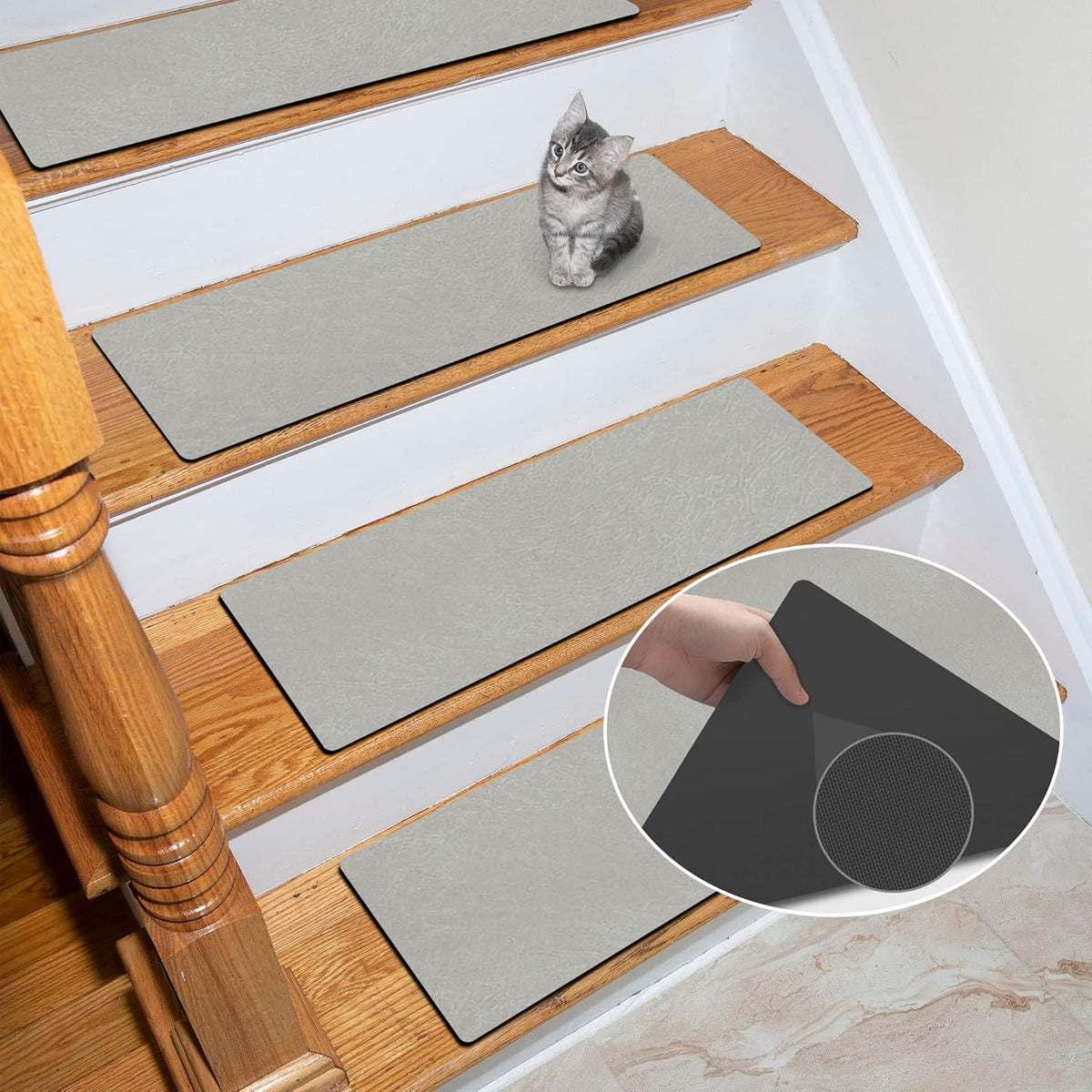 Rubber Stair Treads Non-Slip Step Mats, Gray, 8"X30", Set of 15, Pack of 2 I14134