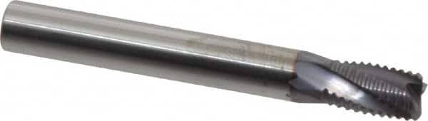 1/4x22 Diam, Fine Pitch, 3/8x22 LOC, 4 Flute Solid Carbide Corner Chamfer Roughing End Mill - AlTiN Finish, 2x22 A212