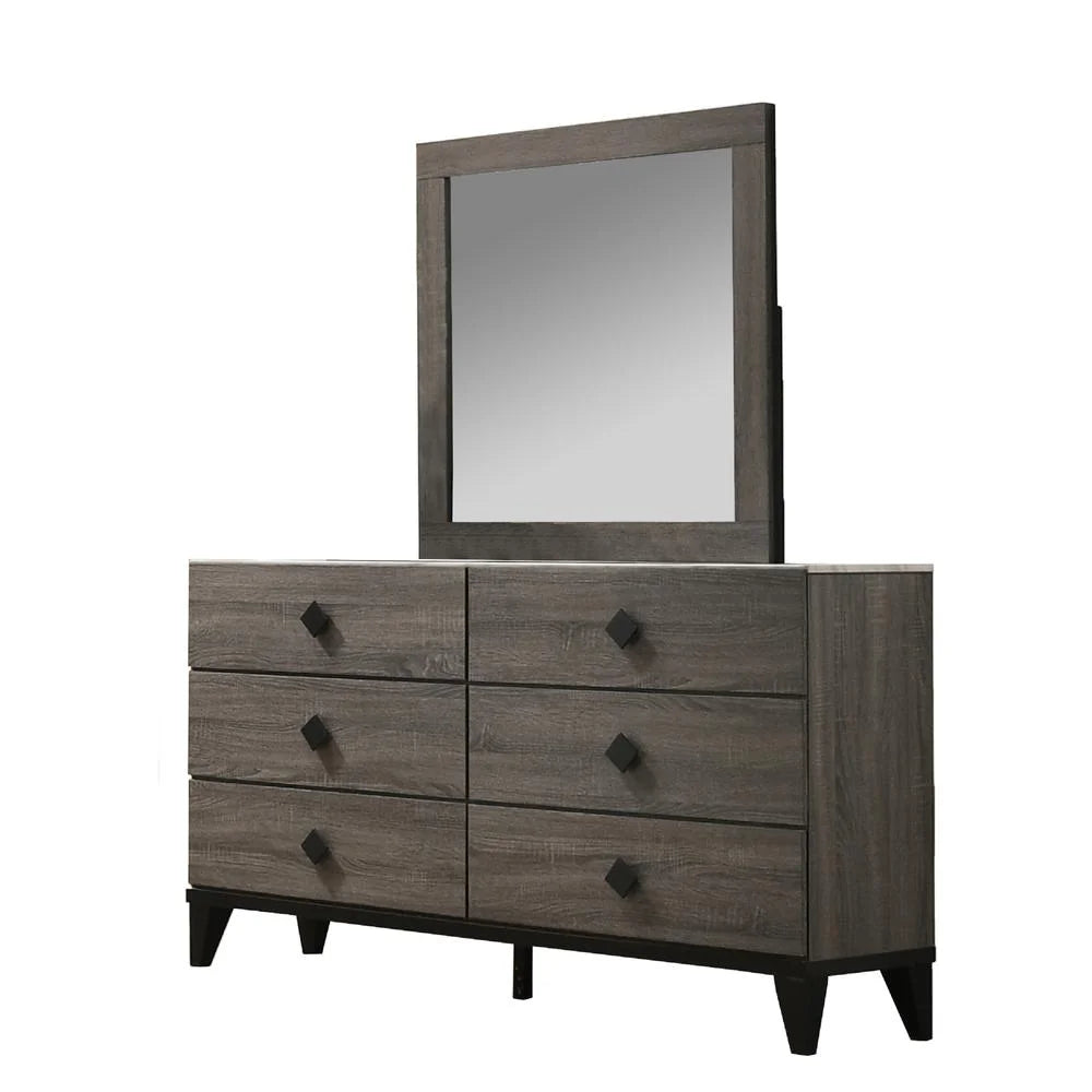 Walnut 5pc Cal King Bedroom Set with Faux Marble Tops V66526