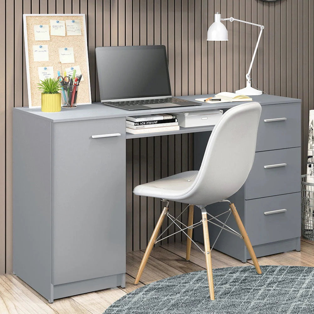 White 53 inch Office Desk with Drawers Y74352