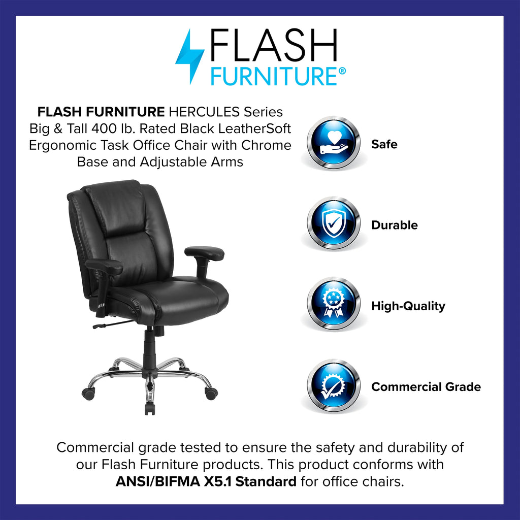Black LeatherSoft Ergonomic Task Office Chair Q4736