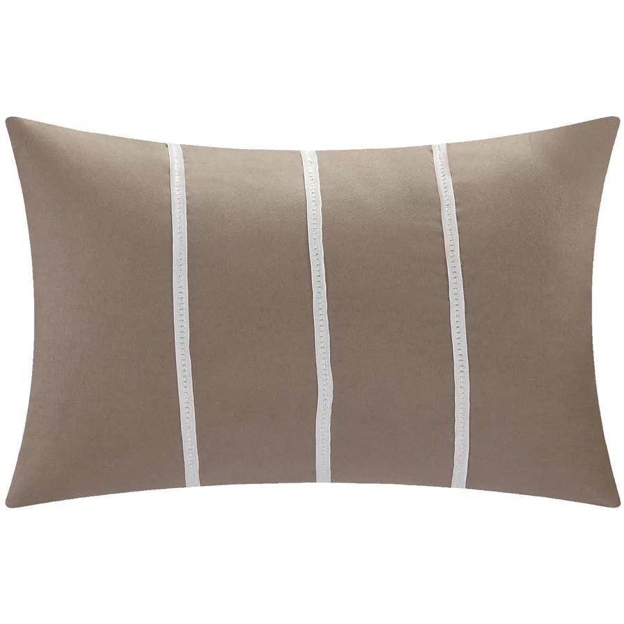 8-Piece Ruffled Comforter Set King Taupe Z326