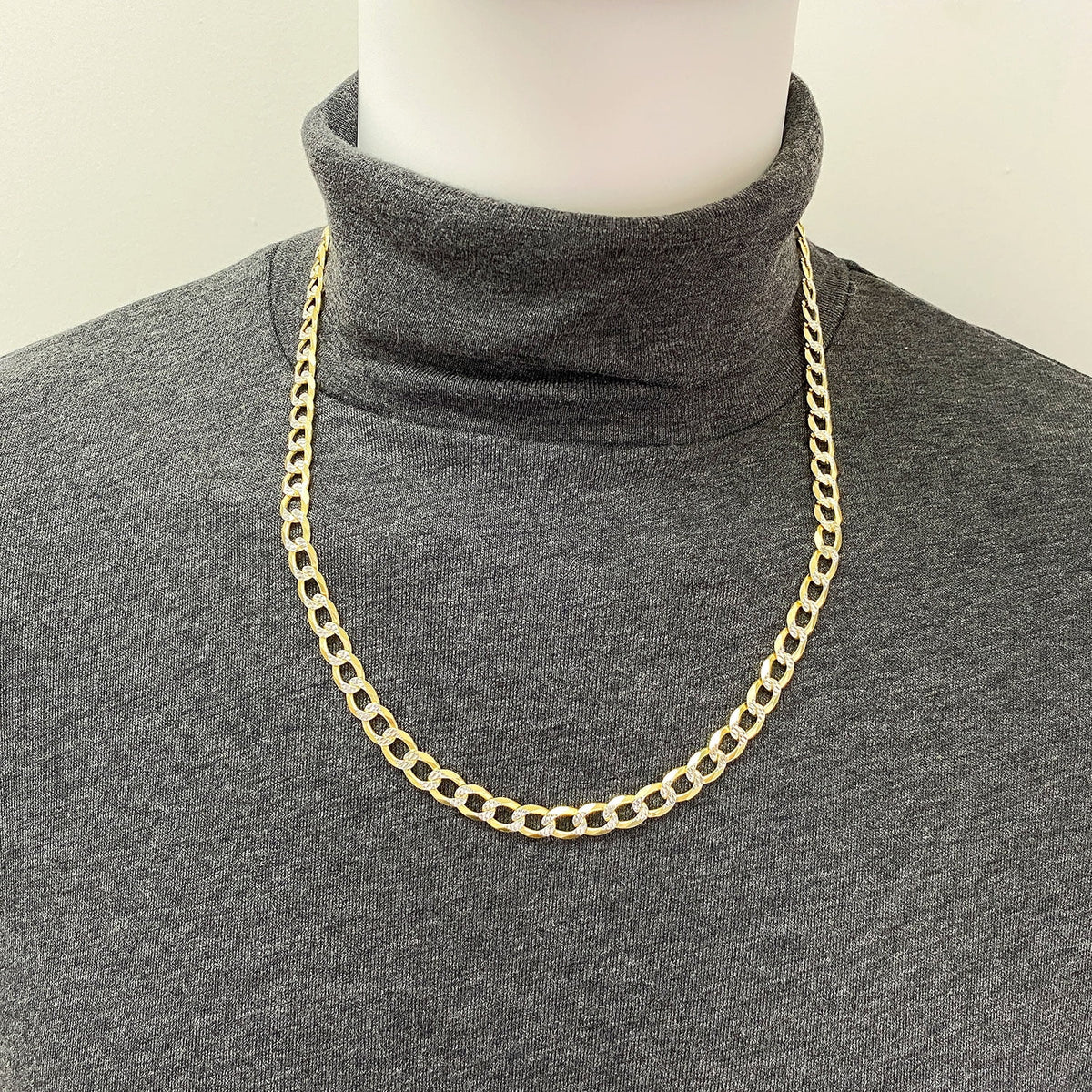 18K Gold Over Silver Diamond-Cut Cuban Chain Necklace 20"-26" S725
