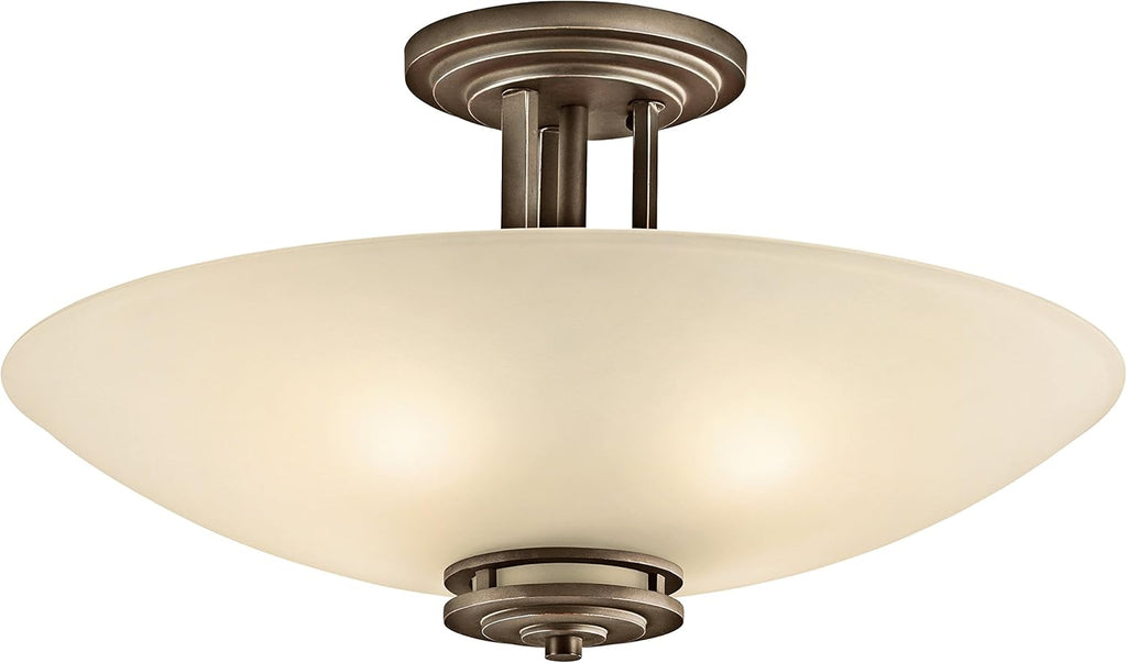 24 4 Light Semi Flush with Satin Etched Cased Opal Glass Brushed Nickel E734