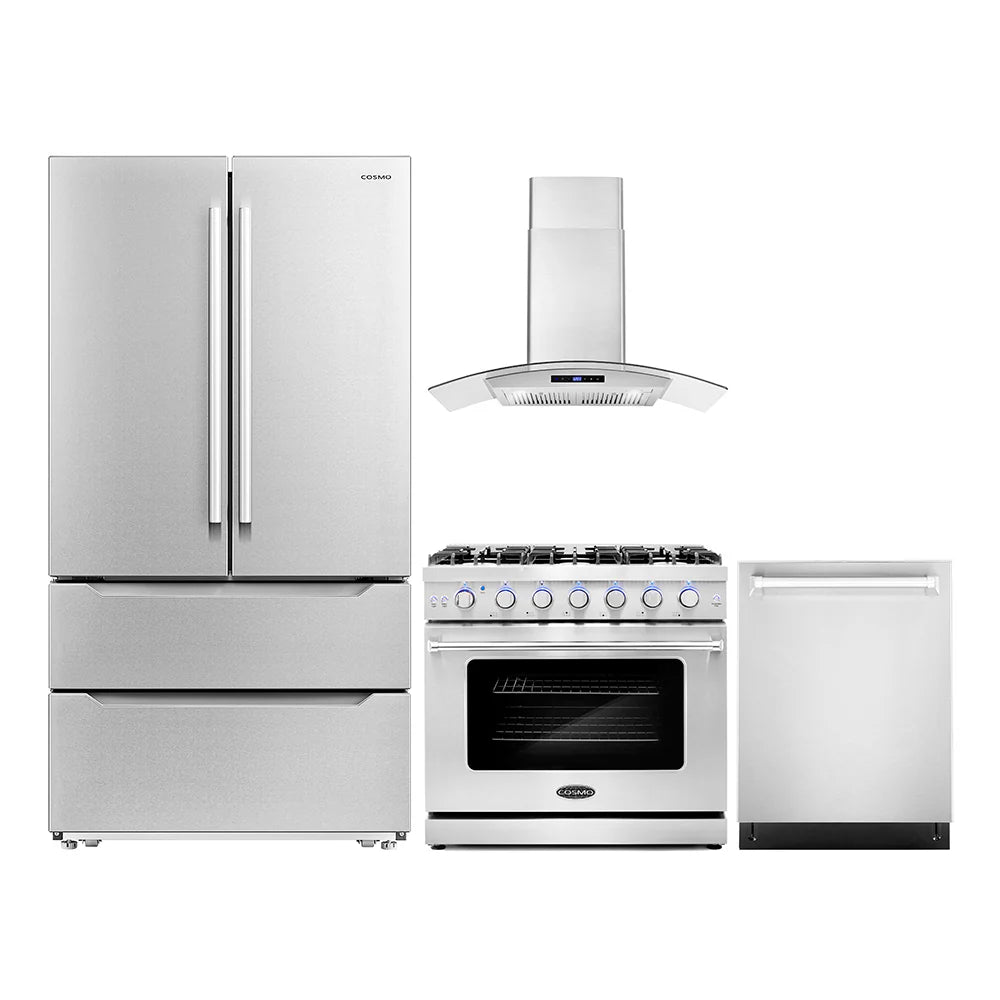 36 Gas Range, Wall Mount Range Hood, Refrigerator with Ice Maker and Dishwasher O46796