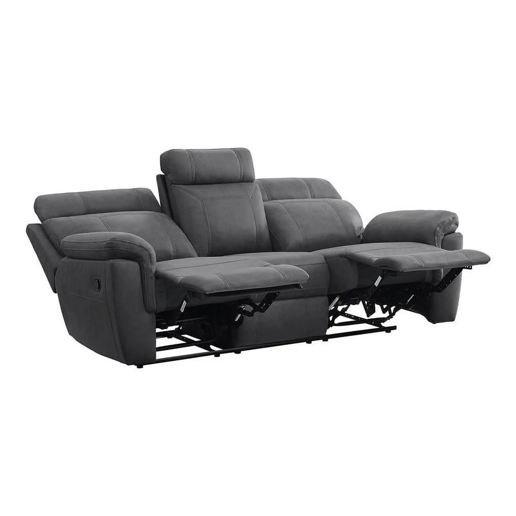 Microfiber Double Reclining Sofa with Cup Holders in Gray W808