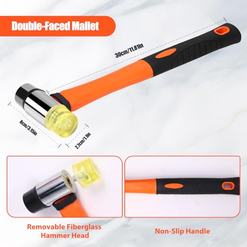 26 Pcs Wood Floor Installation Kit with Mallet, Knee Pads, Pull Bar, Tapping Block, Tape Measure and Spacers F782