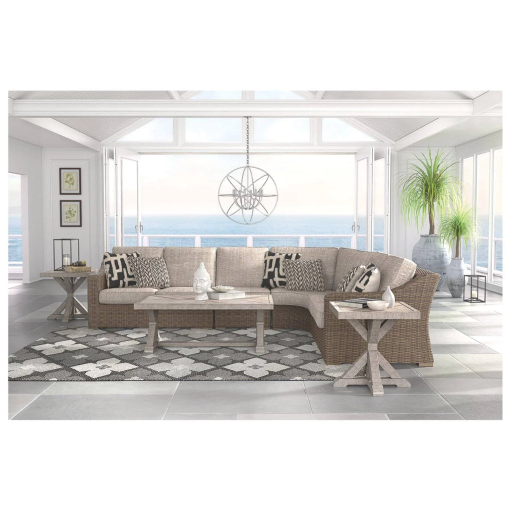 Beige 2 Piece Patio Loveseat Set Q786