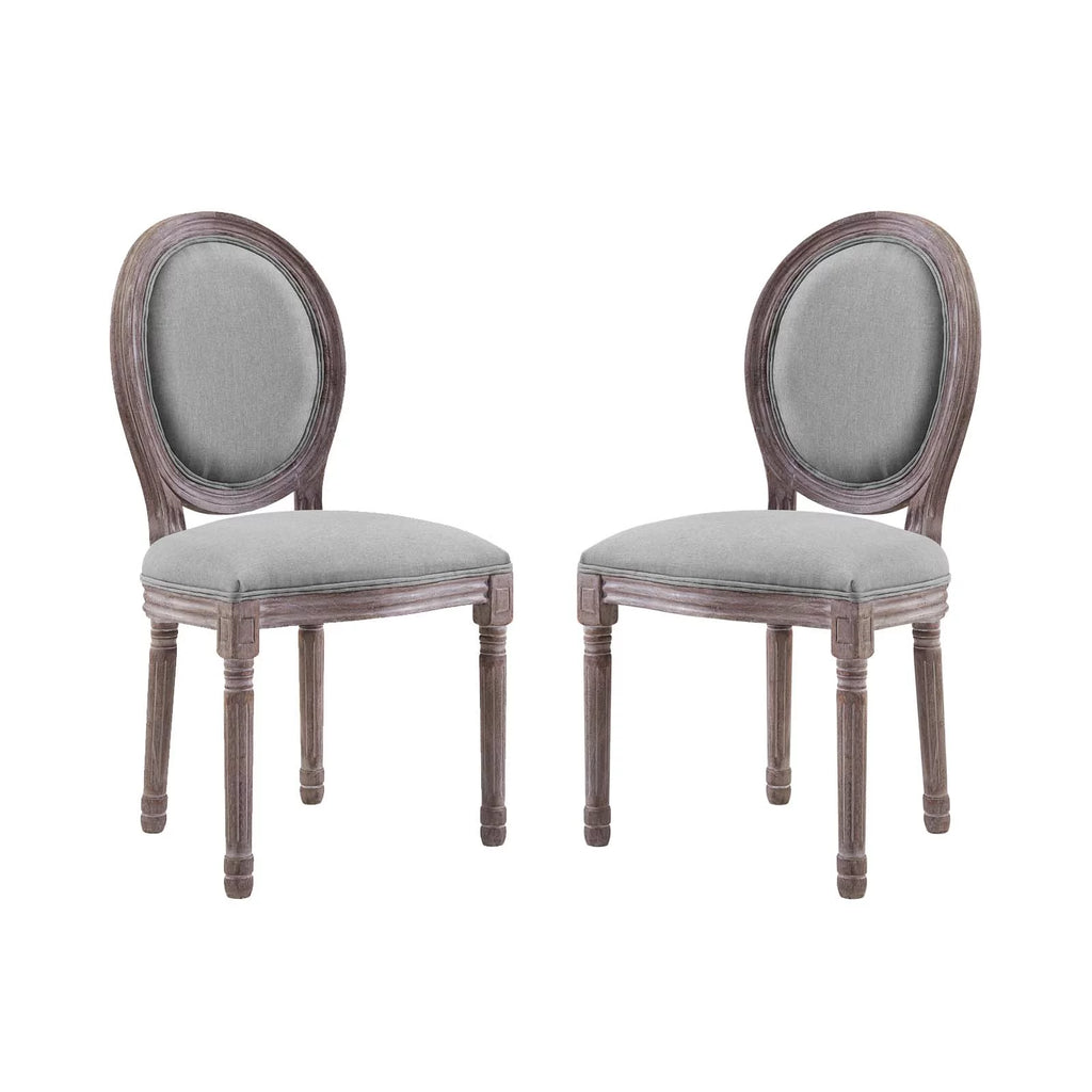 Light Grey Fabric Wood Dining Chair Set of Two N12808