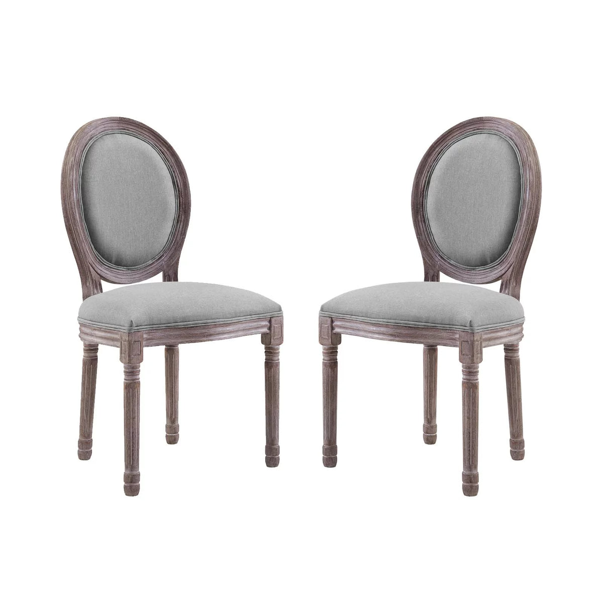Light Grey Fabric Wood Dining Chair Set of Two N12808