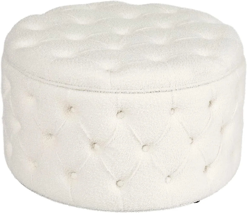 White Round Storage Ottoman S403170