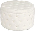 White Round Storage Ottoman S403170
