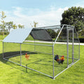 Large Metal Chicken Coop Walk-in Poultry Cage with Waterproof Cover O179381