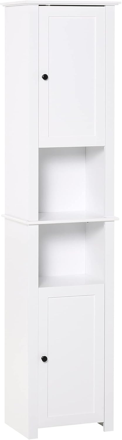 White Freestanding Bathroom Storage Cabinet with 2 Cupboards K5961