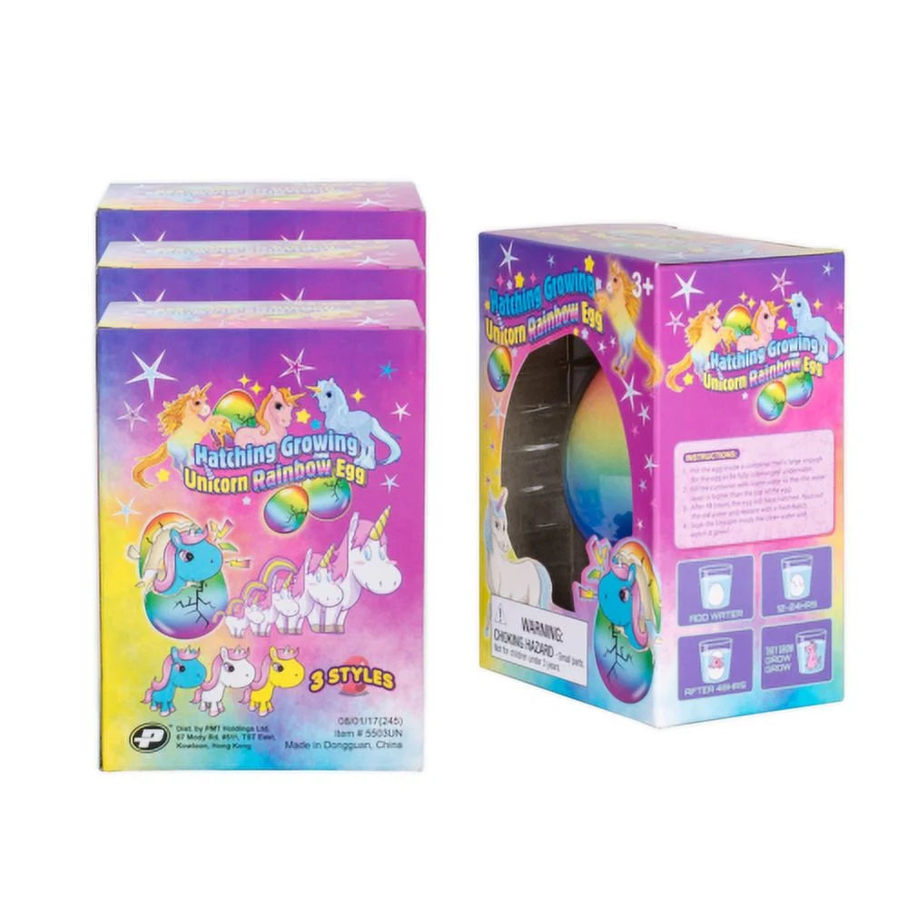6PC Surprise Growing Unicorn Hatching Rainbow Egg Kids Toys P66577