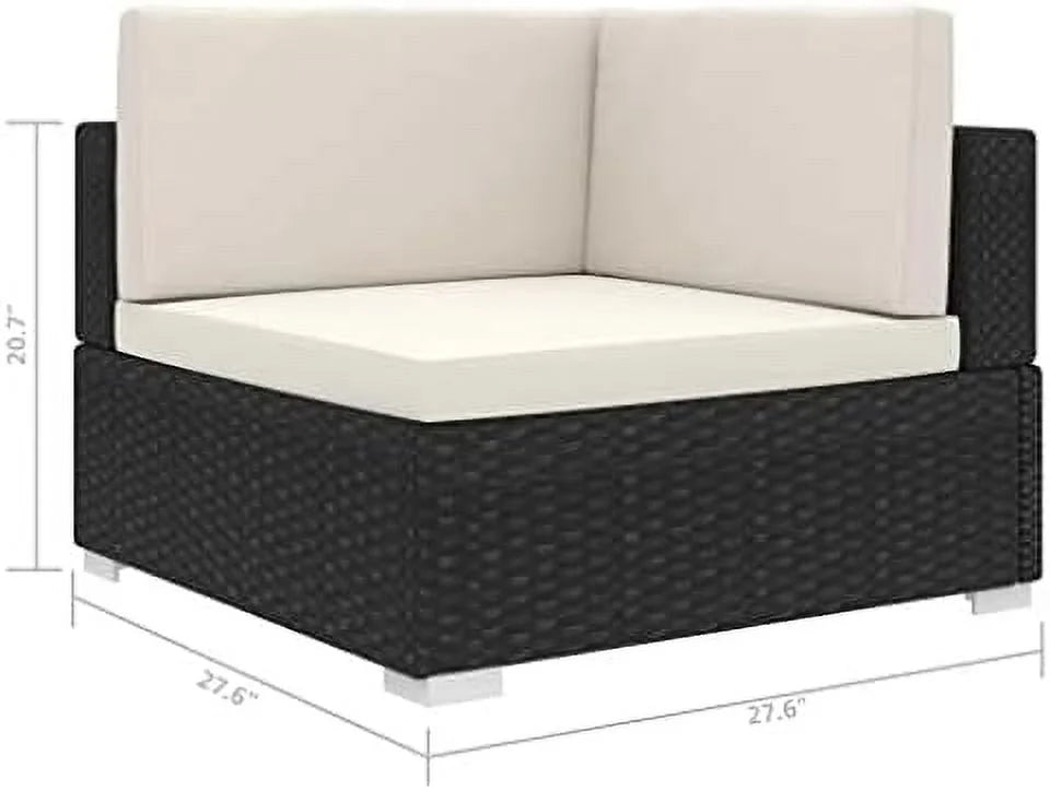 Gray Poly Rattan Sectional Corner Chair with Cushions Y897