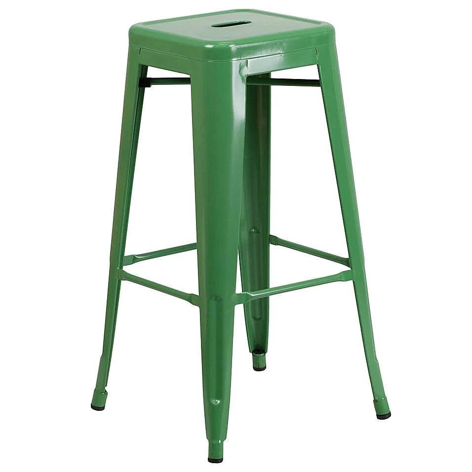 Green Backless Square Metal Bar Stool M138