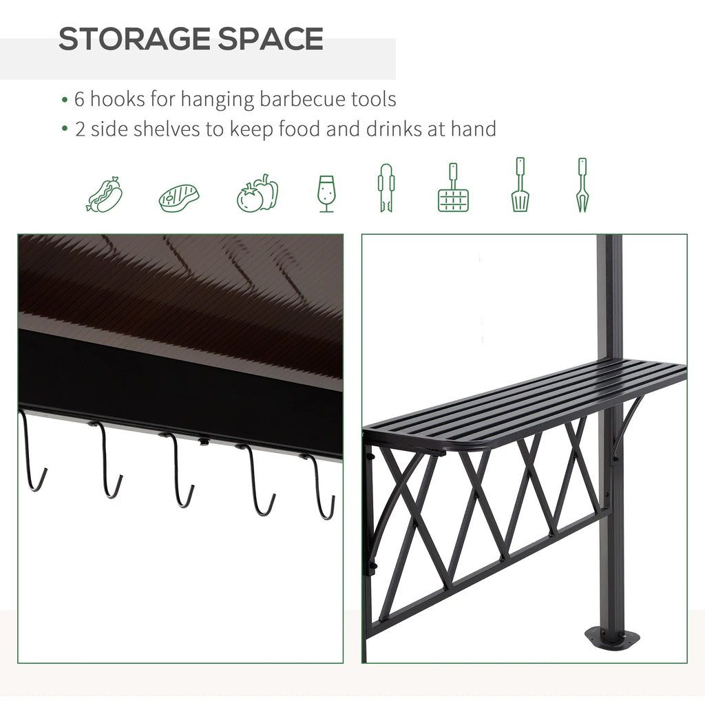 9' x 5' Hardtop BBQ Grill Gazebo with Polycarbonate Roof D307883