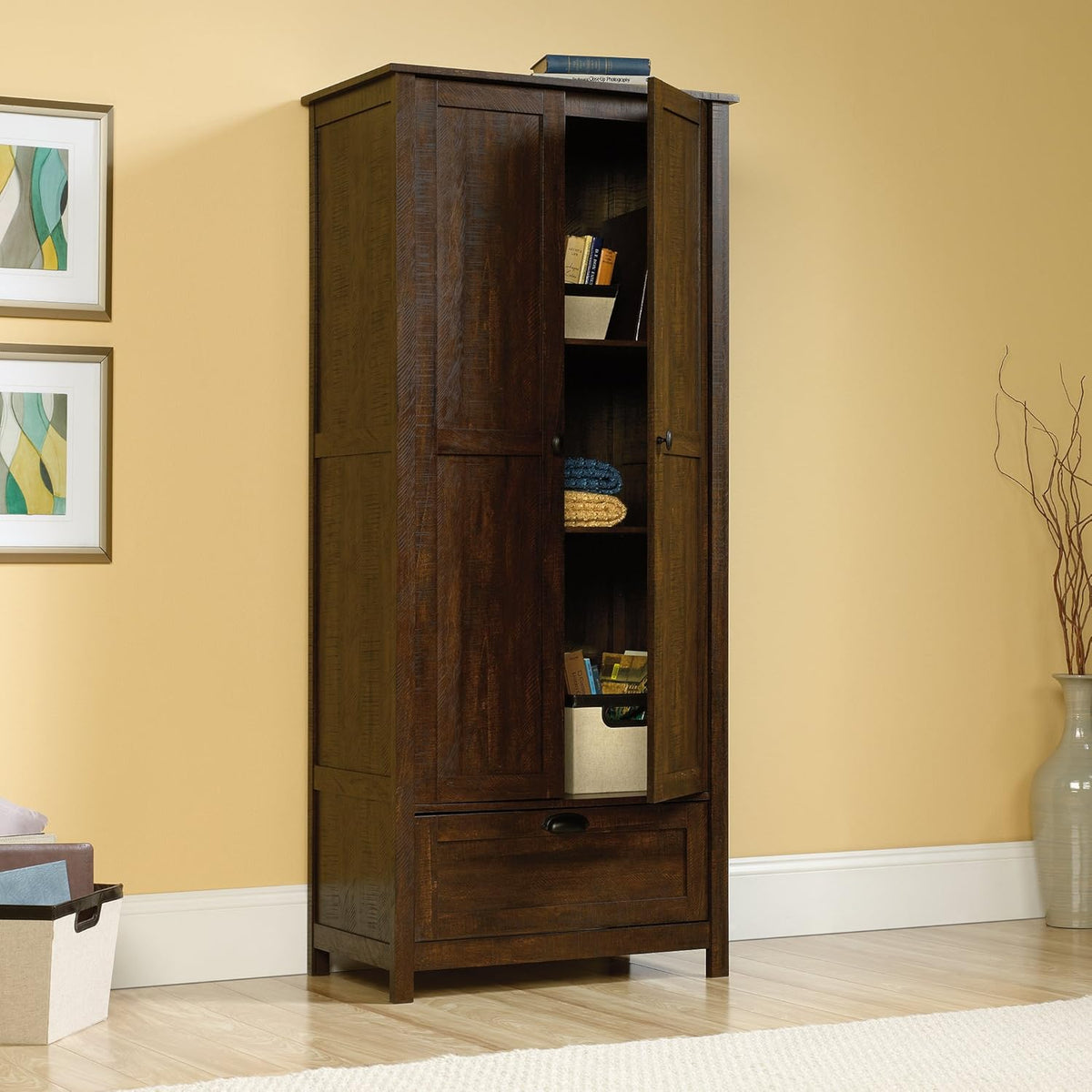 Rustic Walnut Storage Cabinet C615201