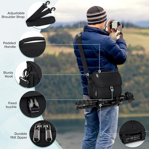 Black Waterproof Camera Sling Bag with Tripod Holder P366