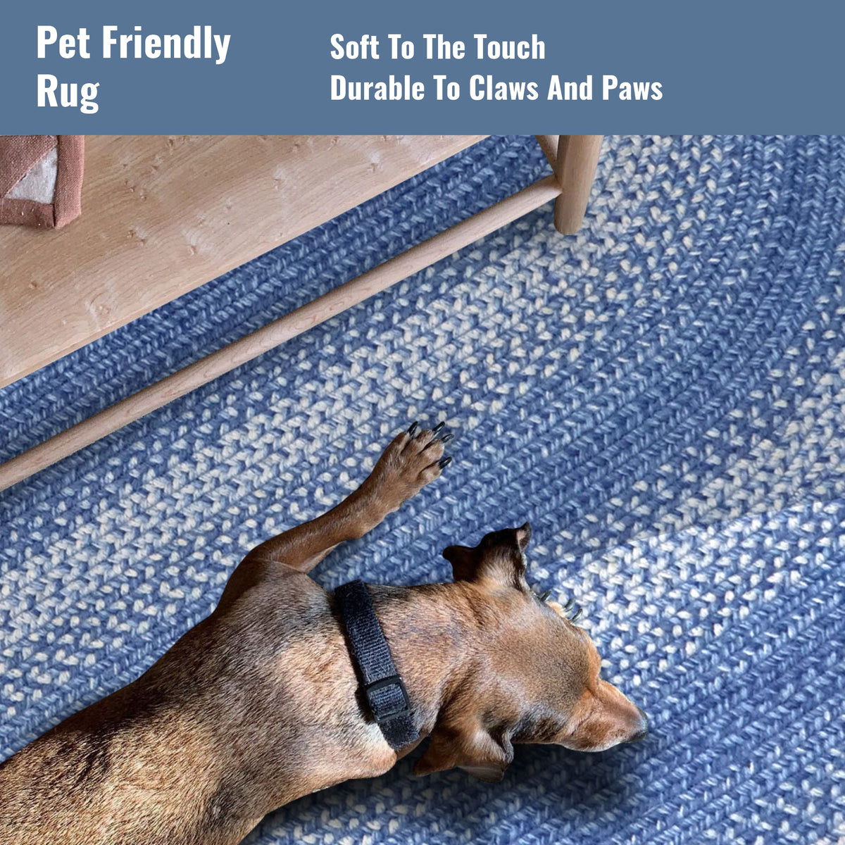 Blue 4x6' Braided Oval Rug E205