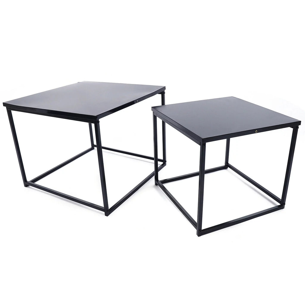 2pcs Black Metal Side Table J852559