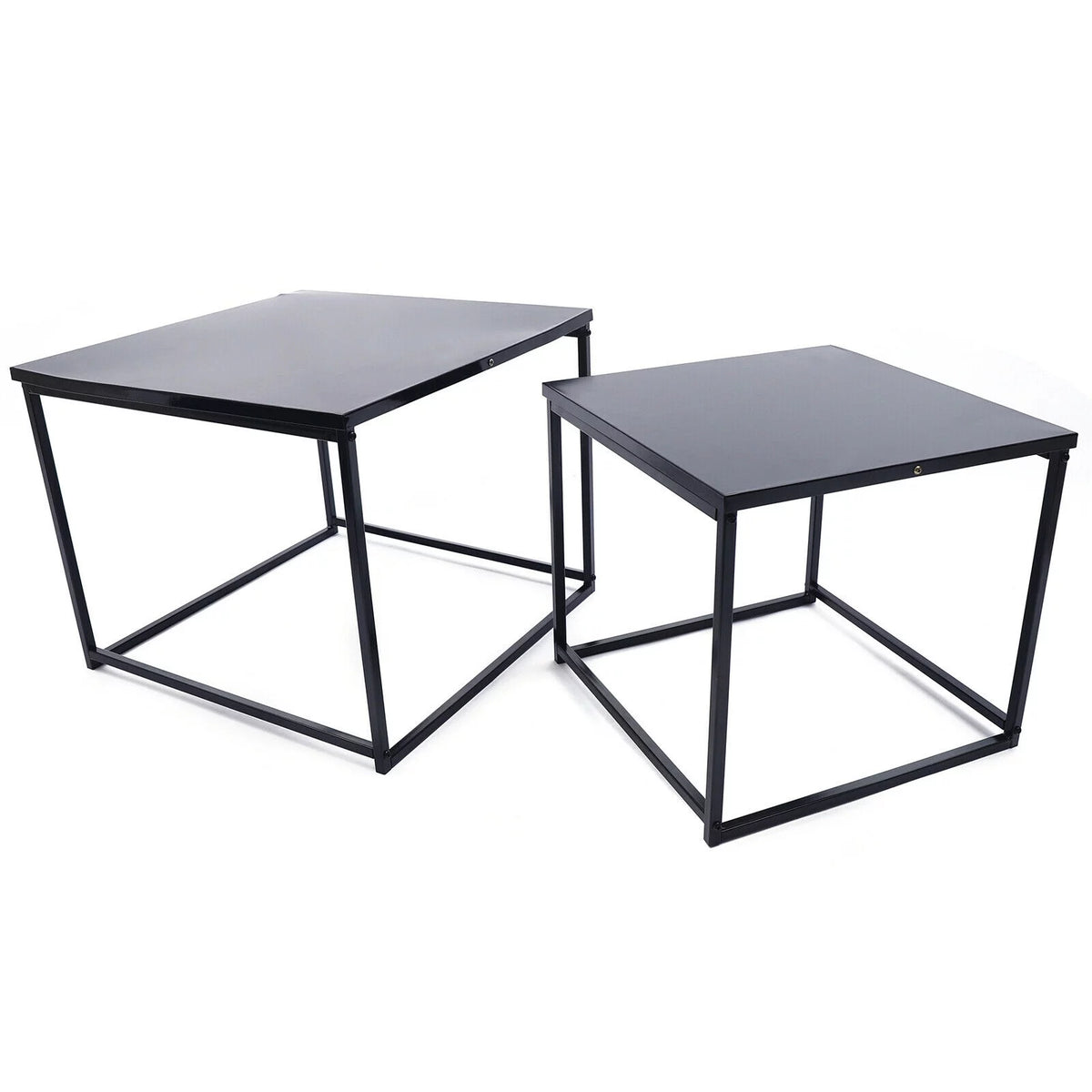 2pcs Black Metal Side Table J852559