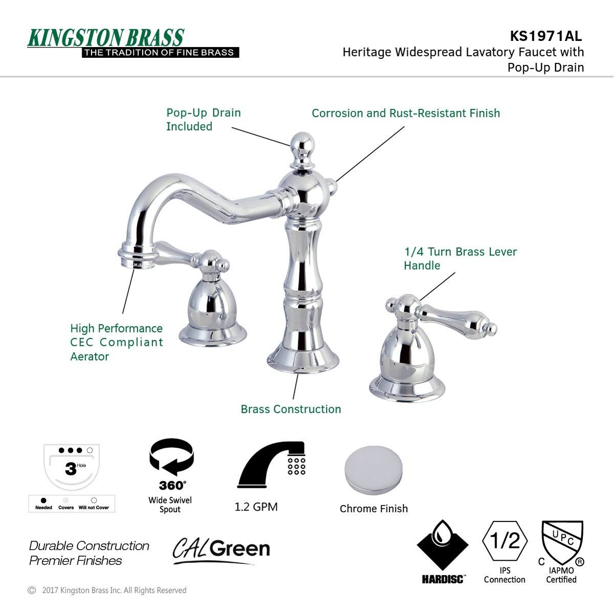 Polished Nickel Widespread Bathroom Faucet Z1096