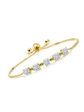 18K Yellow Gold Plated Silver Green Peridot Bracelet with Moissanite (2.78 Cttw) A7372