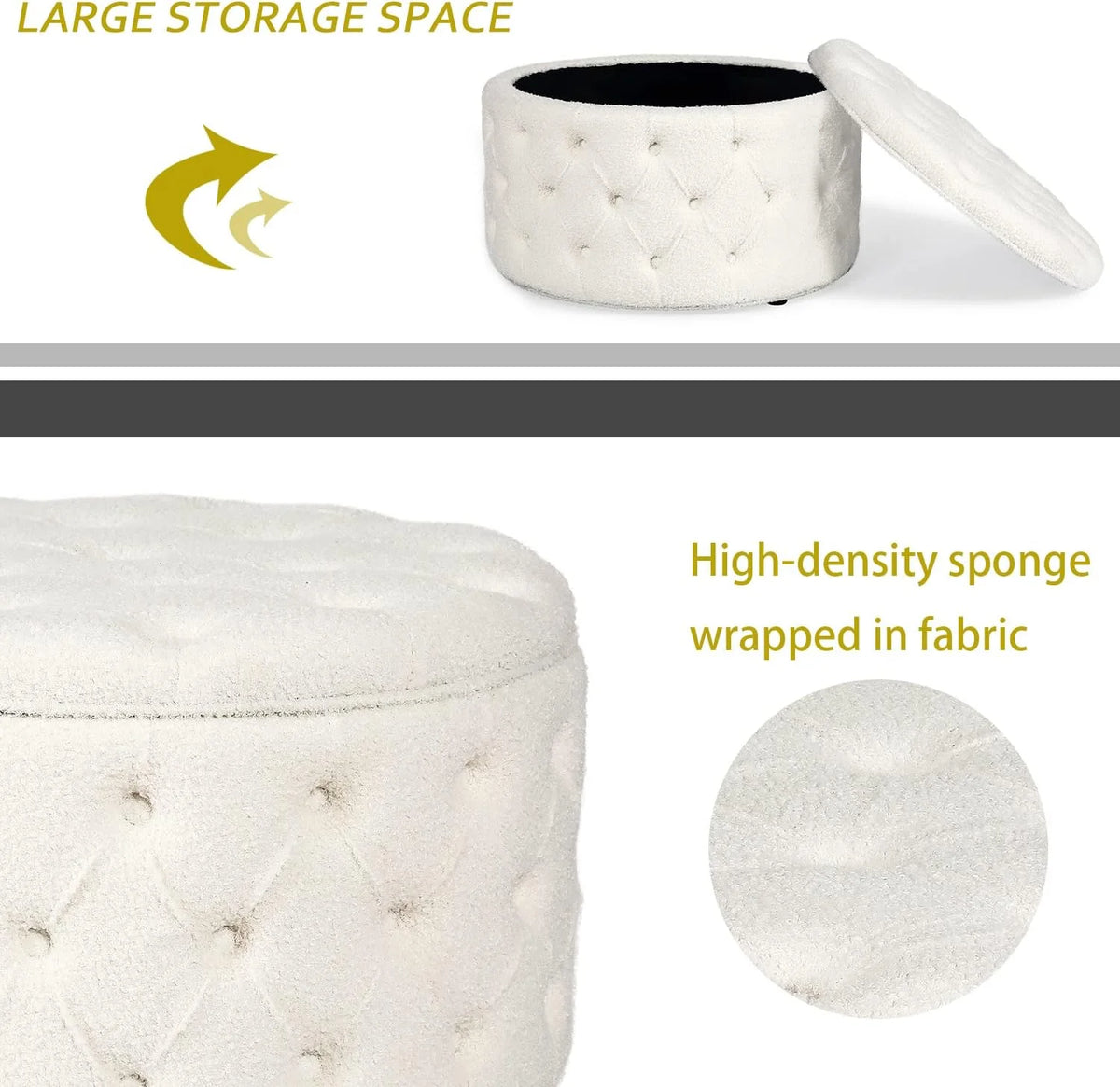White Round Storage Ottoman S403170
