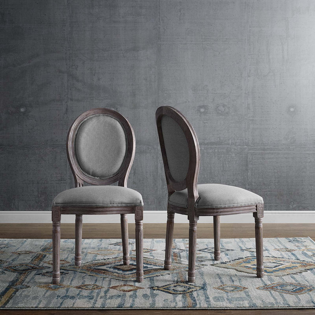 Light Grey Fabric Wood Dining Chair Set of Two N12808