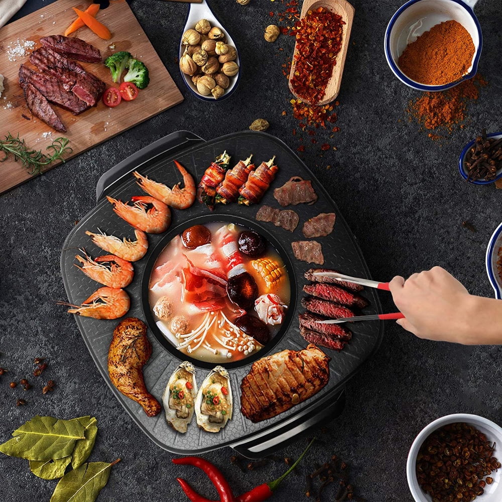 Electric Hot Pot with Square Smokeless BBQ Grill and Electric Baking Tray C41455