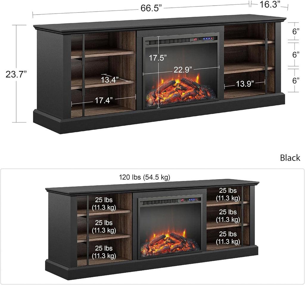 Black Fireplace Stand for TVs up to 70" J421803