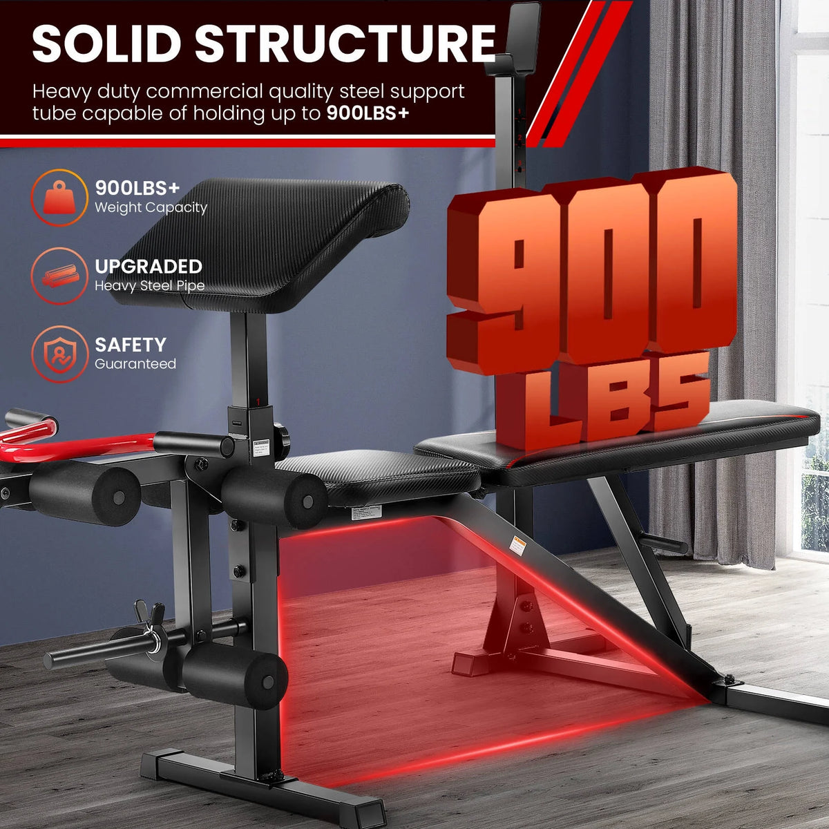 Adjustable Weight Bench Set with Barbell Rack G739109