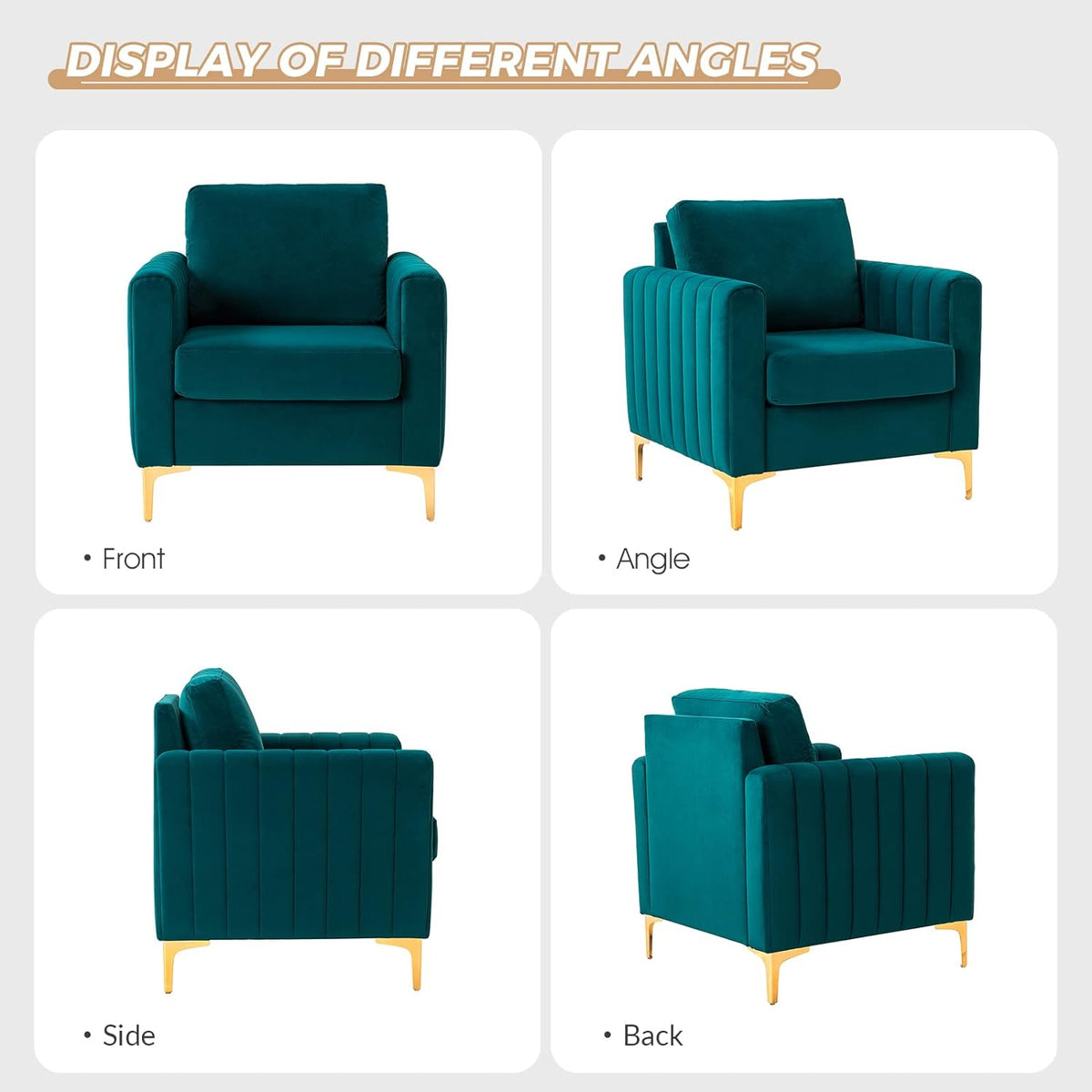 Teal Velvet Accent Club Chair with Metal Legs C36181