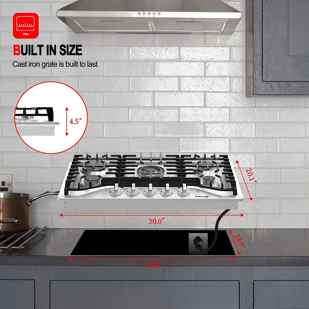 30" 5 Burners Stainless Steel Gas Cooktop R785314