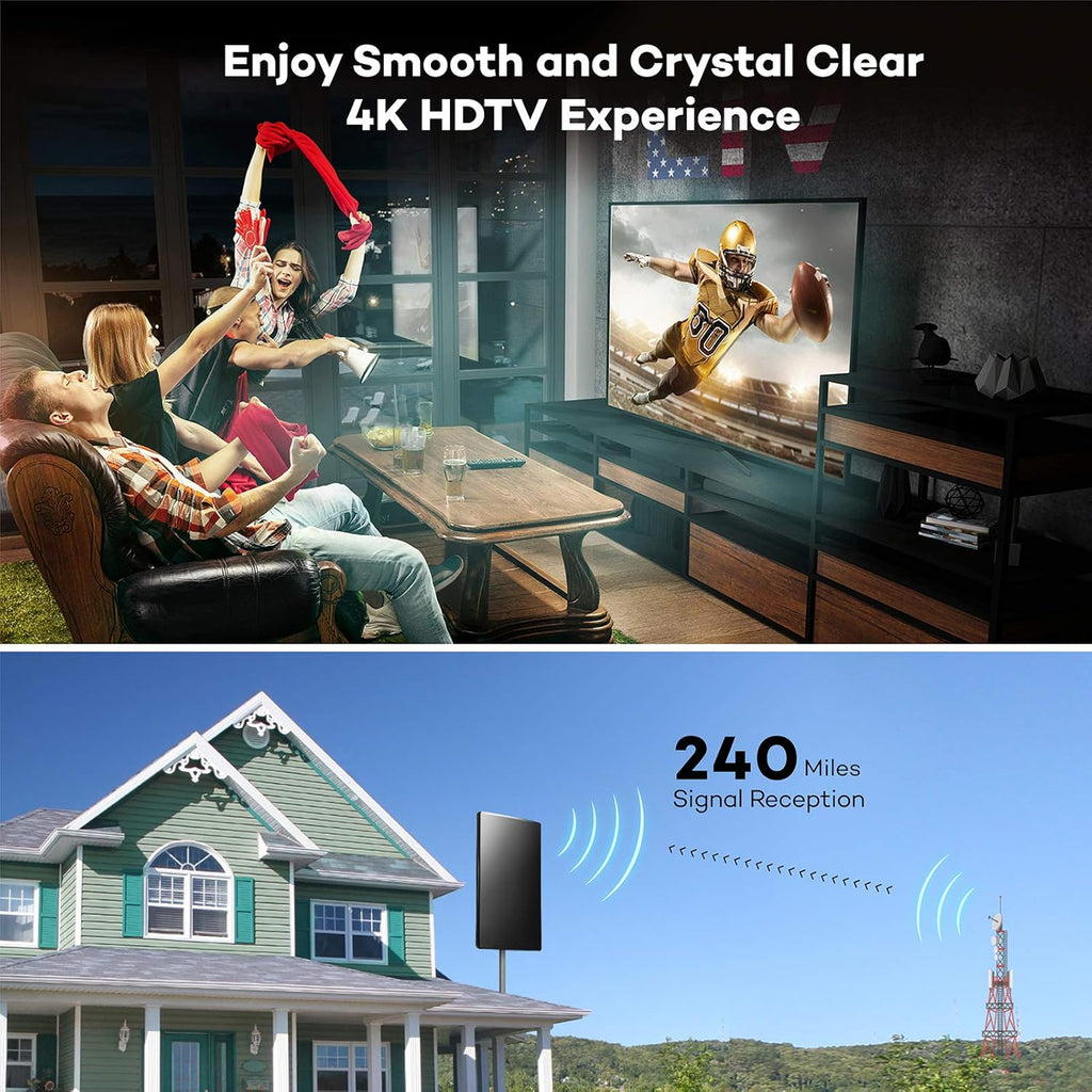 Amplified HD TV Antenna, 240Miles Range, 31ft Coax Cable Q29136