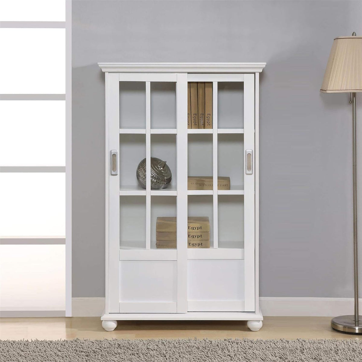 Black Bookcase with Sliding Glass Doors U33289