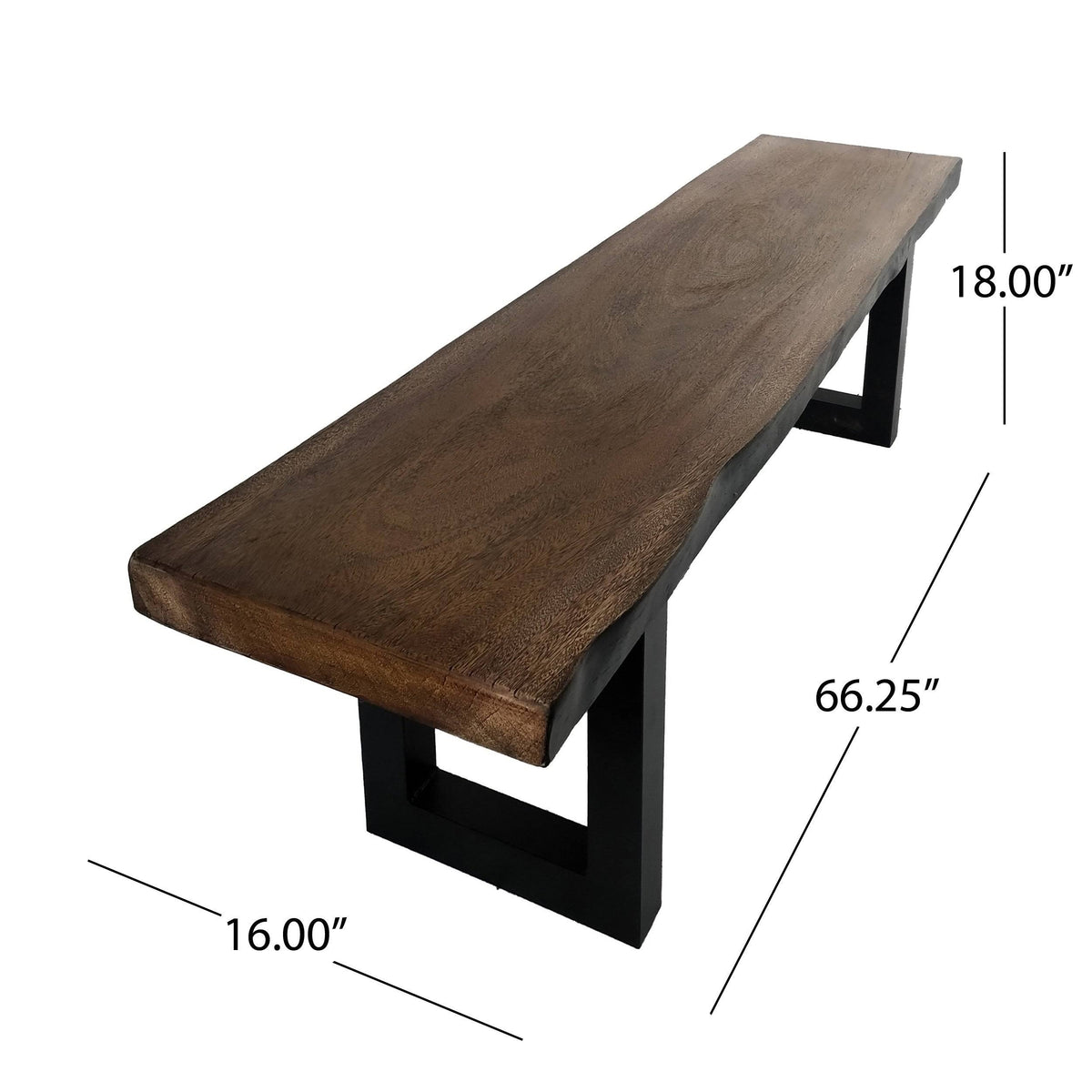 Teak Concrete Faux Live Edge Patio Dining Bench N313989