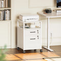White 2 Drawer Mobile File Cabinet with Lock and Charging Station J65394
