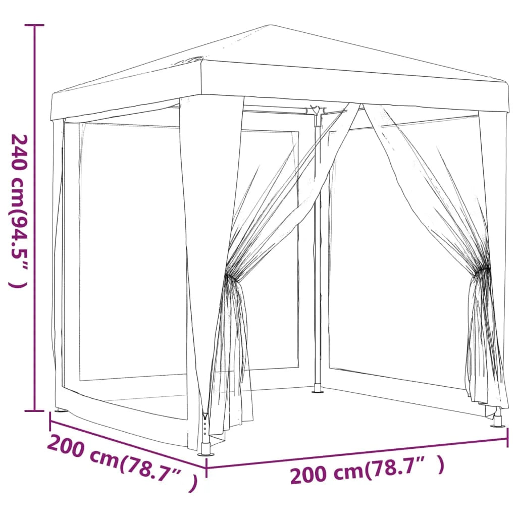 Green 6.6'x6.6' HDPE Party Tent with 4 Mesh Sidewalls B8117