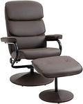 Cream White PU Leather Swivel Recliner Chair with Ottoman T7724