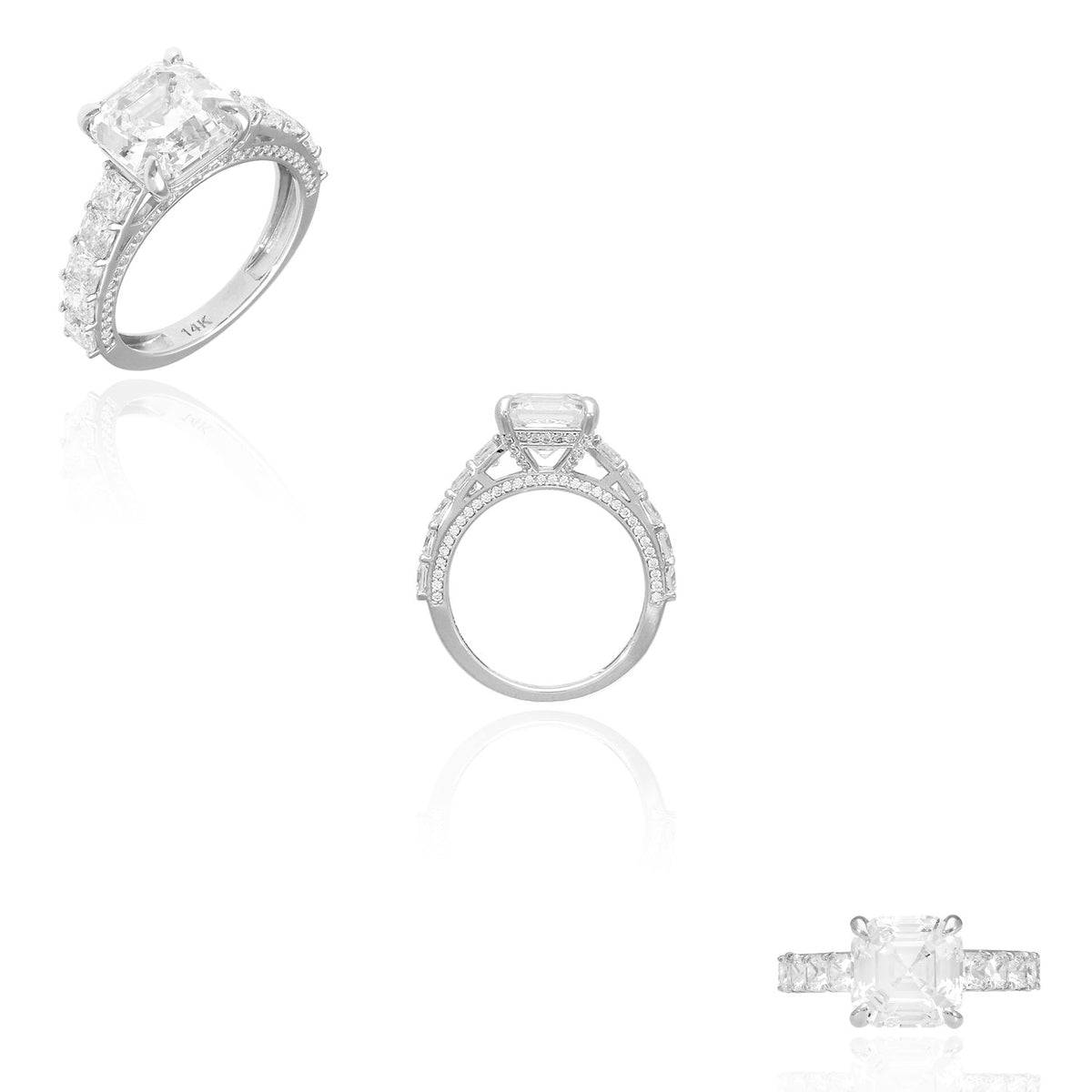 14K White Gold Created Diamond Engagement Ring N10130